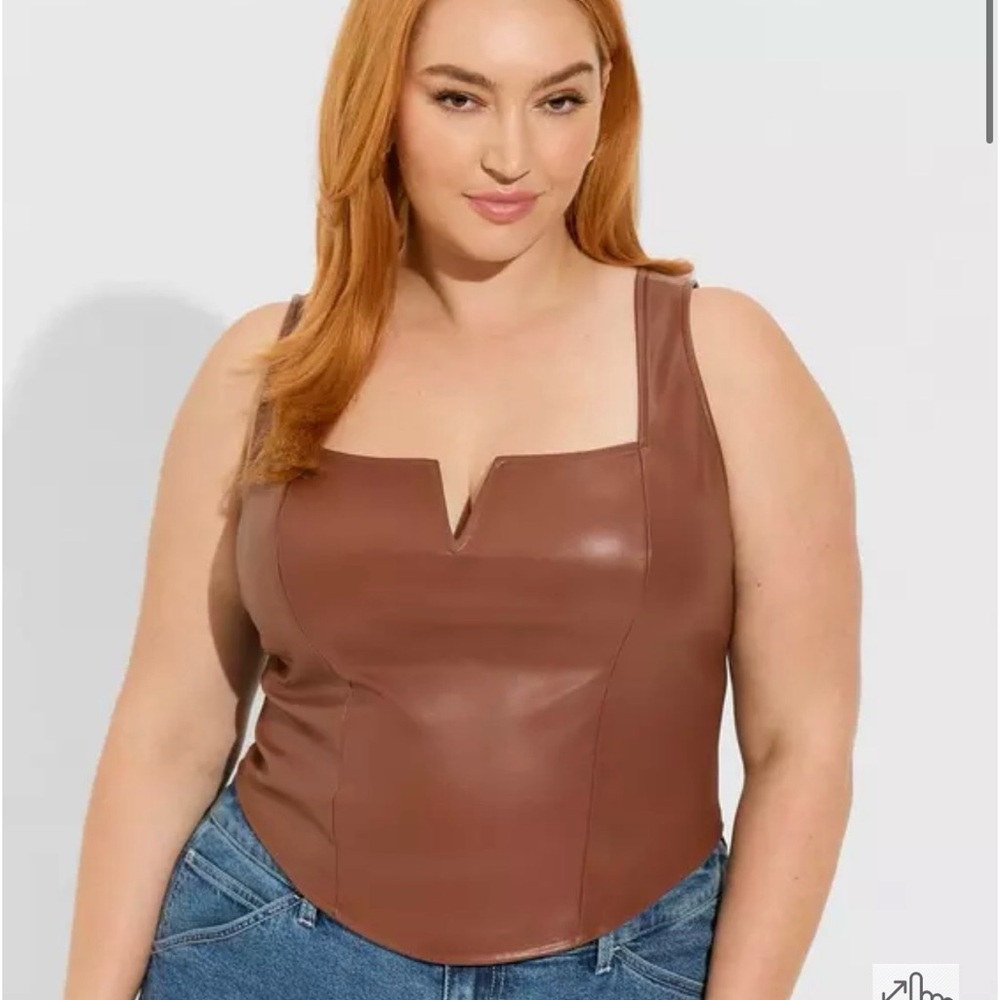 Torrid Faux Leather Cropped Tank in Root Beer